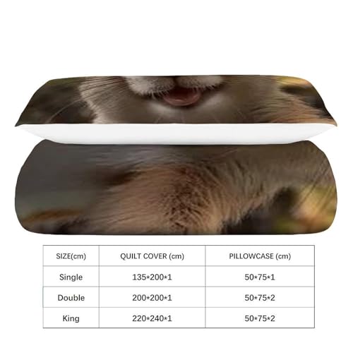Housse de couette écureuil imprimé 3D microfibre lit single - 4