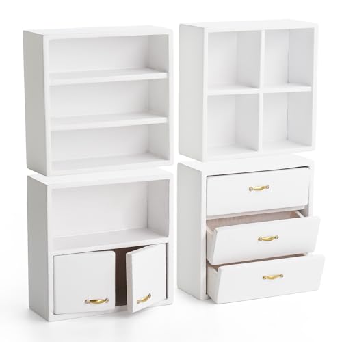 Odoria Dollhouse Bookcase Cabinet Miniature: 1/12 Scale Storage Shelves for