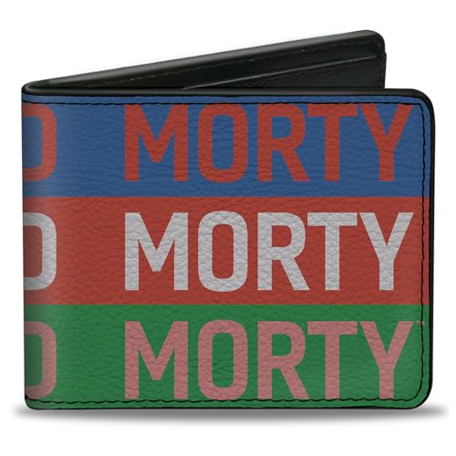 Buckle-Down Rick and Morty Wallet, Bifold, Rick and Morty Text Stripe Multi Color, Vegan Leather
