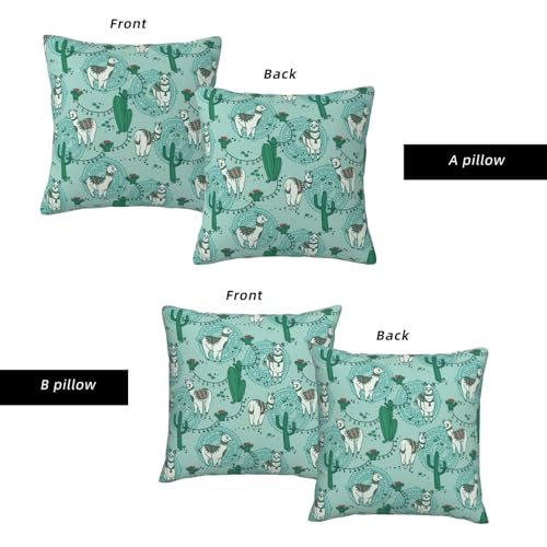 Housse de coussin lama alpaga vert déco canapé salon moderne