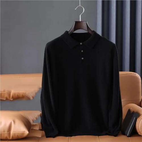 Men's Wool Lapel Polo Sweater Long Sleeve Knitted Pullover Casual Solid Color Comfortable Warm Versatile Office Wear Top3