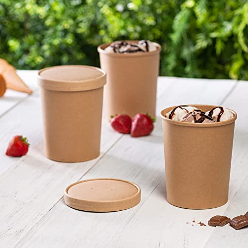 GUSTO [32 oz. - 25 Count] Kraft Paper Food Containers with Vented Lids - To Go Hot Soup Bowls, Disposable Ice Cream Cups, Ideal for Hot and Cold Foods - Formerly Comfy Package by GUSTO - Used condition - Image 4