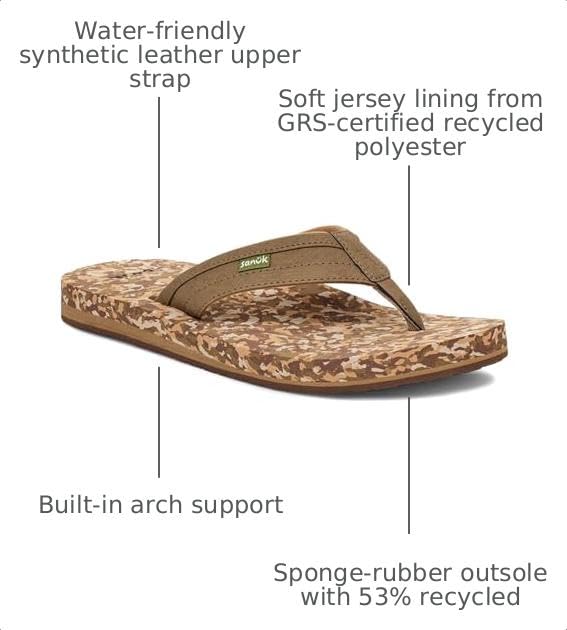 Image of Sanuk Mens Ziggy ST | Flip Flops for Men | Mens Sandals | Beach Sandals | Water Friendly & Lightweight | Comfort Footbed