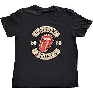 The Rolling Stones Sixty Biker Tongue Officiel T-Shirt Hommes Unisexe - Les Beatles, Paul McCartney, John Lennon, RIngo Starr, George Harrison