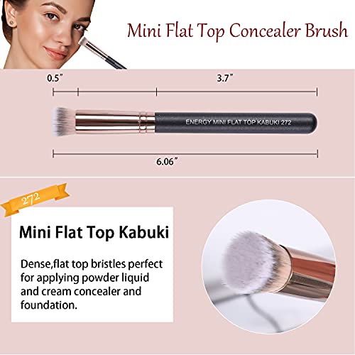 ENERGY Pincel corretivo Under Eye Mini pincel de base Kabuki de topo plano com cerdas sintéticas par
