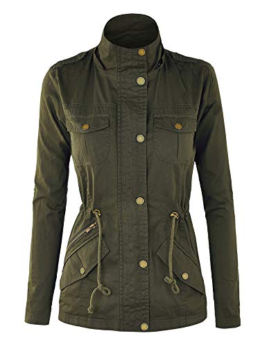 Lock and Love Women's Casual Military Anorak Jacket - Lightweight Detachable Hooded Safari Utility2