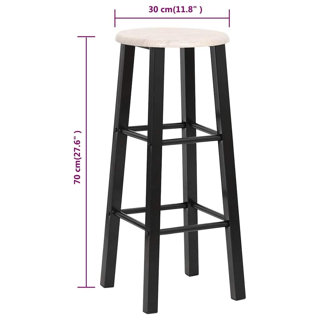 Taburetes de bar 2 unids MDF negro con reposapiés para comedor y bar