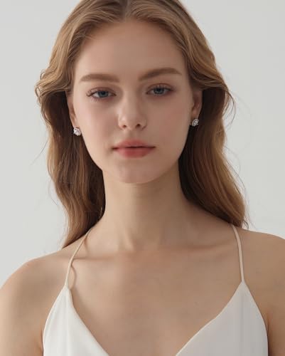 Moissanite Stud Earrings for Women D Color 925 Sterling Silver Diamond Earrings with 18K White Gold Plated4