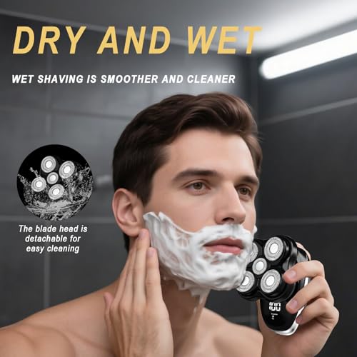 Image of Head Shaver for Bald Men | Wet & Dry Electric Shaver with 5D Floating Head & Magnetic Blades | Rechargeable Razor with LED Display & 3-Second Safety Lock
