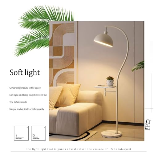 Lampes sur pied blanches classiques avec réflecteur orientable et tablette