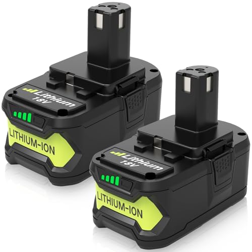 2 Pack Upgrade 8000mAh High Capacity P108 Replacement for Ryobi 18V Battery Lithium ion Compatible with Ryobi 18 Volt Battery P102 P103 P104 P105 P107 P108 P109 P122 Cordless Tool Batteries (Green)
