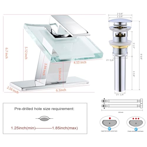 Grifo monomando de cascada cromado de alta gama con luces LED integradas 7