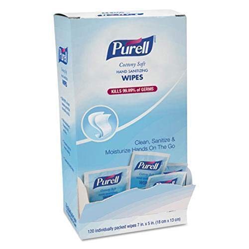 PURELL Cottony Soft Hand Sanitizing Wipes, 120 Individually Wrapped Wipes in Self-Dispensing Display Box - 9027-12