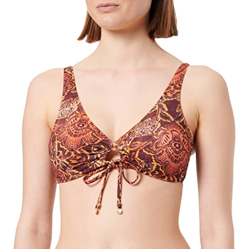 Women'secret Top Bikini Halter Gran Capacidad Flores Parte Superior, Estampado Fondo Blanco, 95D para Mujer