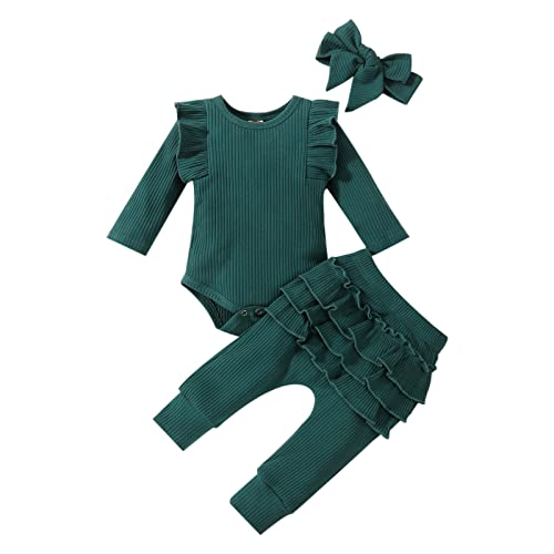 Image of Newborn Baby Boy Girl Clothes Long Sleeve Outfit Romper Pants Headband 3Pcs Set