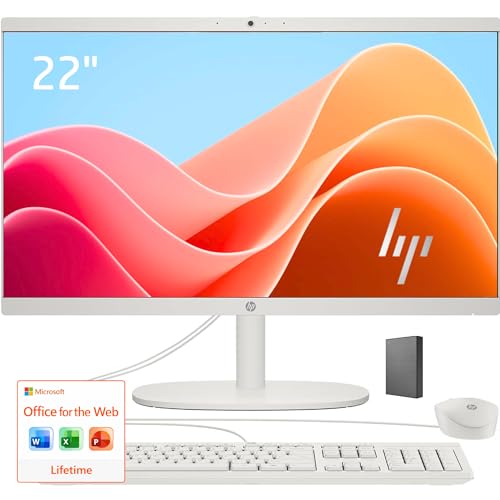 HP 22' FHD All-in-One Desktop Computer • 8GB DDR5 RAM • 512GB External and 128GB UFS Storage | The New Version for Everyday Efficency • Latest 13th Gen Intel Quad-Core • Office 365 for The Web