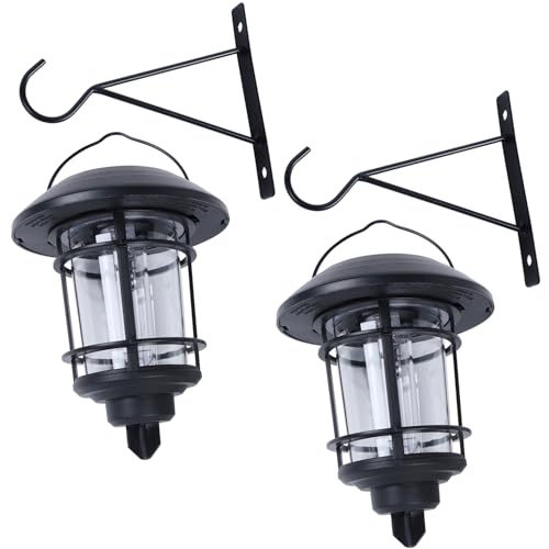 Dynaming 2 Pack Solar Lanterns Outdoor, Hanging Lantern Solar Garden Lights with Edison Bulb, Wall Mounted LED Light Auto On/Off, Waterproof for Garage Stair Patio Front Porch Yard, Warm White by Dynaming - Image 8