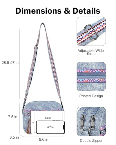 Image of FADEON Crossbody Bags for Women, RFID 4 Card Slots | Vegan Crossbody with Wide Strap, Double-Zipper & Anti-Theft, Fits Kindle & Essentials, Lightweight for Work & Travel