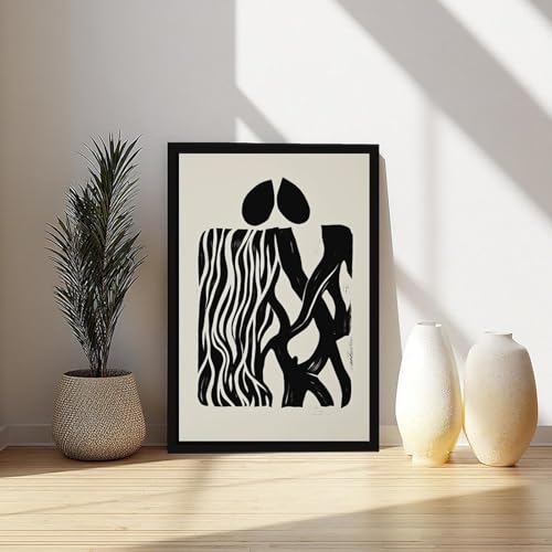 Poster silhouette de couple pour décoration de chambre à coucher