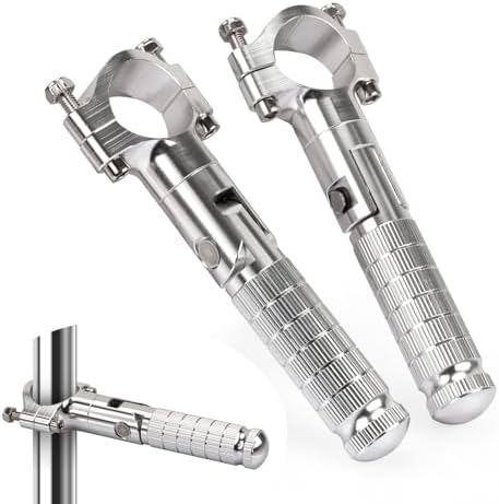 XINGWU XINGWU 1.25" Foldable Motorcycle Highway Foot Pegs Universal for 32mm Crash Bars CNC Anti-Slip Foot Rest Pedals for Harley Touring Honda Yamaha Suzuki Motorbike Electric Dirt Pit Bike(Silver)