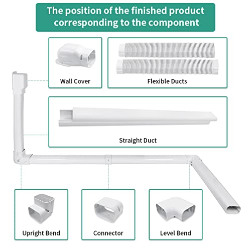 Cestluck 3'' 17 Ft PVC Decorative Pipe Line Cover Kit for Ductless Mini Split Air Conditioner-Full Set, No Other Parts Needed