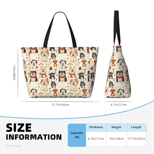 Large Beach Bags for Women Sandproof - Cute Puppies Print Summer Travel Work Tote Bags with Zipper2