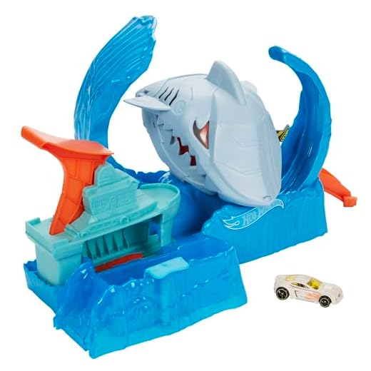 Hot Wheels - City Pista de Coches de Juguete Salto de Tiburón Color Shifter (Mattel GJL12)