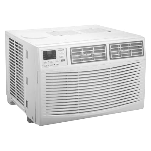 Amana 8,000 BTU Window Air Conditioner with Dehumidifier, 115V, Window AC for Rooms up to 350 Sq. Ft., Bedrooms, Bathrooms, and Nurseries with Remote Control, Digital Display, Timer, 3 Cooling Speeds