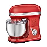 Stand Mixer, COKLAI 6 Speed 5.5-QT Dough Mixer Metal Lid with Stainless Steel Bowl, Tilt-head...