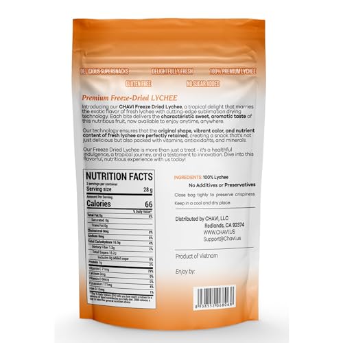 Image of CHAVI Freeze-Dried Lychee | 4 oz | pack of 2 - Healthy 1 Ingredient Superfood Supersnacks - No Added Sugars or Preservatives - Non-GMO, Vegan, Gluten-Free