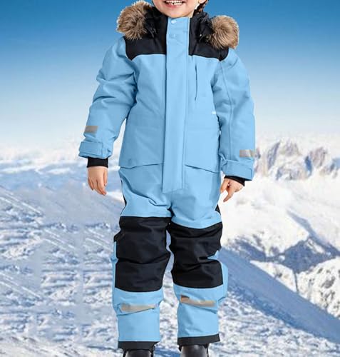 Winter Kids Girls Boys Jumpsuits Colorful Siamese Hoodies Warm Snowsuits Long Sleeves Ski Suits Jackets Comfort2