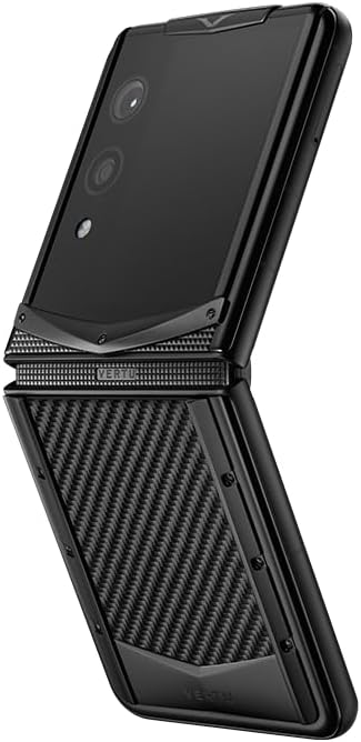 VERTU Quantum Flip Carbon Texture Series Android Smartphone,Snapdragon 8 Gen 4,6.9" OLED 120Hz Display,16GB RAM 1TB Storage,Quantum Privacy System,65W Fast Charging，Dual Screen Design(Black)