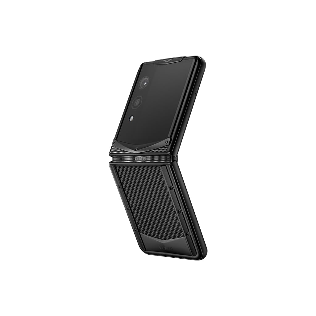 VERTUQuantum Flip Carbon Texture Series Android Smartphone,Snapdragon 8 Gen 4,6.9" OLED 120Hz Display,16GB RAM 1TB Storage,Quantum Privacy System,65W Fast Charging，Dual Screen Design(Black)