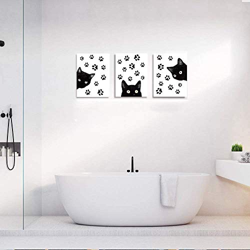 Qxnrt Set Of 3 Animal Cat Wall Art Prints,Fun Poster With Black Cat And Claw, Lovely Cat Wall Art Canvas For Living Room Home Decor.gift.(Unframed,8”X10”Inches). #TOP5