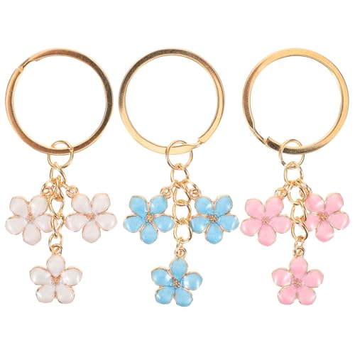 Image of FOMIYES 3pcs Cherry Blossom Keyring Set Zinc Alloy Flower Charms