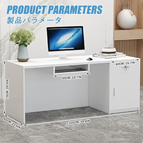 Genérico Mostrador de recepción Moderno con cajón con Cerradura, mostrador de Caja Que Ahorra Espacio para oficinas, Salones de Belleza, Tiendas y Bares, Elegante diseño