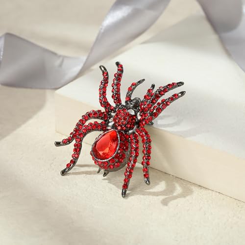Image of EVER FAITH Women's Austrian Crystal Vintage Style Halloween Gothic Spider Skull Brooch Pin