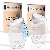 SPROGO - To-Go Espresso Glass Travel Mug with Lid, Reusable Double Wall Glass Tumbler, Fits Most Coffee Makers/Cupholders for Your Car, Gifts for Coffee Lovers, 2-Pack Flat White Cortado Cups