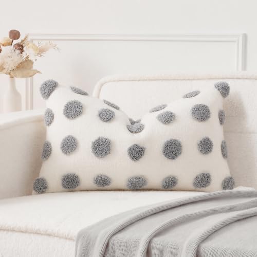 NUYECY Decorative Lumbar Throw Pillow Covers 14 x 26,Super Soft Chenille Long Pillow Covers Cushion Case for Farmhouse Sofa Couch Bed Livingroom,Modern Boho,Grey