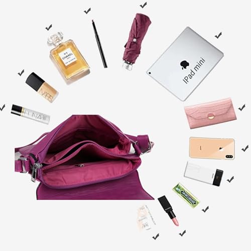 AOSSTA Women's Cross Body Shoulder Messenger Bag Multiple Slip and Zip Pockets Handbag with Storage Pocket Adjustable Strap - Image 4