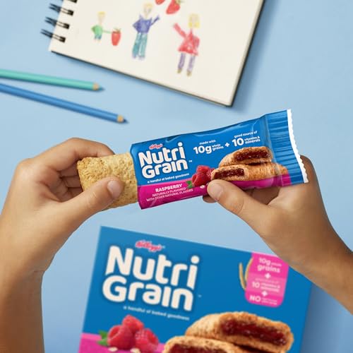 Nutri-Grain Soft Baked Breakfast Bars, Kids Snacks, Whole Grain, Raspberry, 10.4oz Box (8 Bars)
