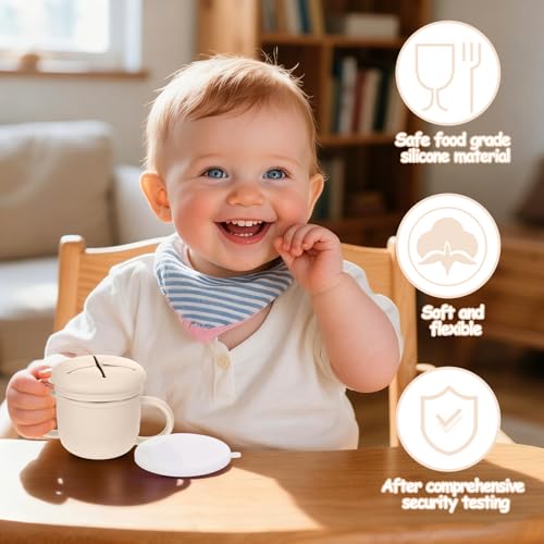Image of Mity rain Stainless Steel Snack Containers for Kids with Spill-Proof Silicone Lids & Handles - 3-in-1 Baby Snack Cups, No-Spill Toddler Snack Box, Perfect for On-the-Go Healthy Eating