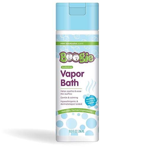 Image of Kids Vapor Bubble Bath by Boogie, Soothing Vapor Bubble Bath, Made with Plant and Oat Extracts, Natural Essential Oils, Mint Eucalyptus 10oz Pack of 1