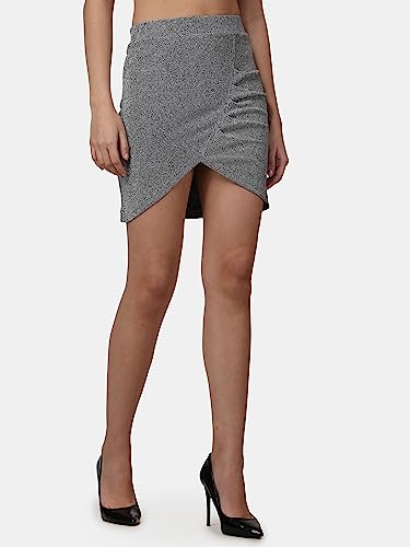 Image of POPWINGS Casual Shimmer Solid Sarong Mini Skirt for Women | Summer Skirt for Women | Mini Skirt for Women