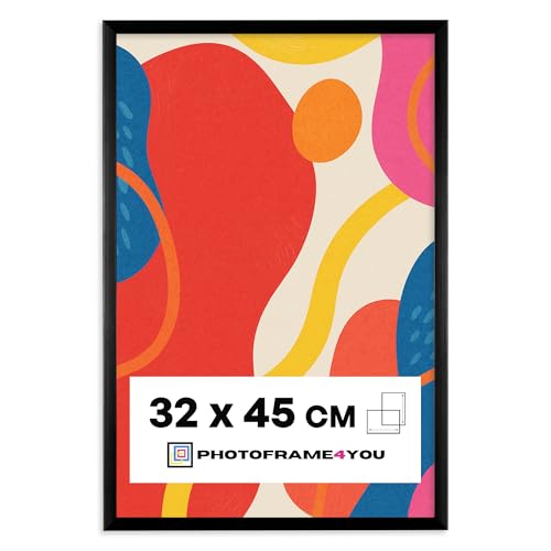 Photoframe4you - Marco de fotos 32x45 cm negro - Marco de pared de plástico con vidrio acrílico irrompible - Para póster, fotos, puzles y certificados - Nancy