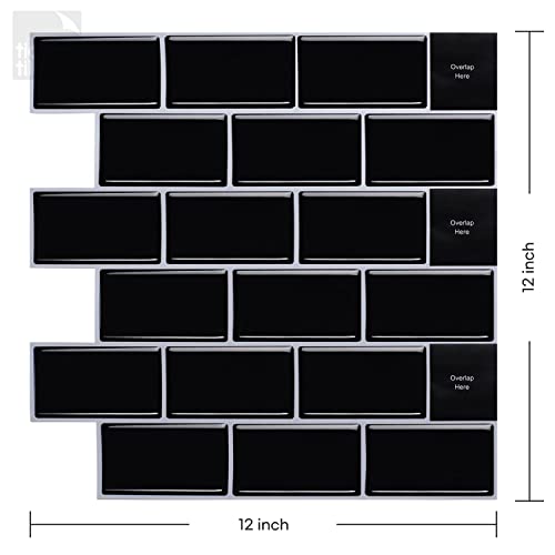 Tic Tac Tiles 10-Sheets Peel And Stick Tiles In Subway Designs (Subway Black) #TOP1