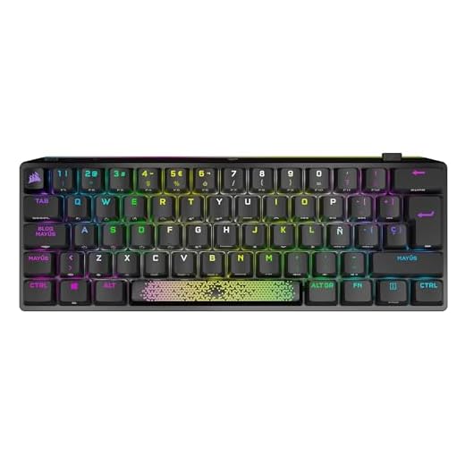 Corsair Teclado mecânico para jogos K70 Pro Mini sem fio RGB 60% (sub-1ms mais rápidos, teclas CHERRY MX vermelhas trocáveis, moldura de alumínio, teclas PBT Double Shot) QWERTY, layout NA – Preto