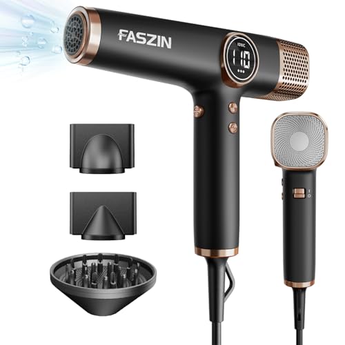 Faszin Asciugacapelli, Phon per Capelli con Motore ad Alta Velocità da 110,000 Giri Al Minuto per Un'asciugatura Rapida visione notturna Binocolo grande con Basso Rumore (Nero)
