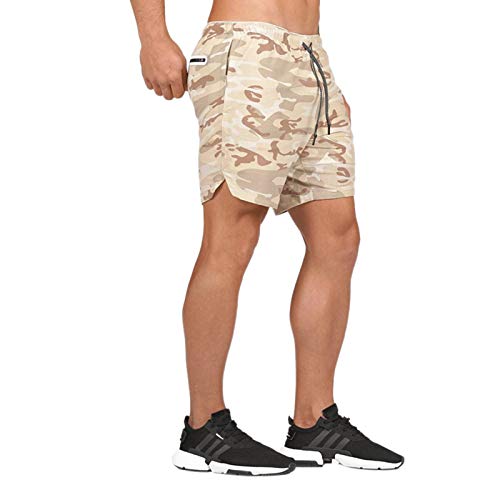 Elonglin Men's Workout Gym Shorts 2-in-1 Running Shorts Training Short with Inner Compression Quick Dry Short Zip Pocket Dark Grey 4XL