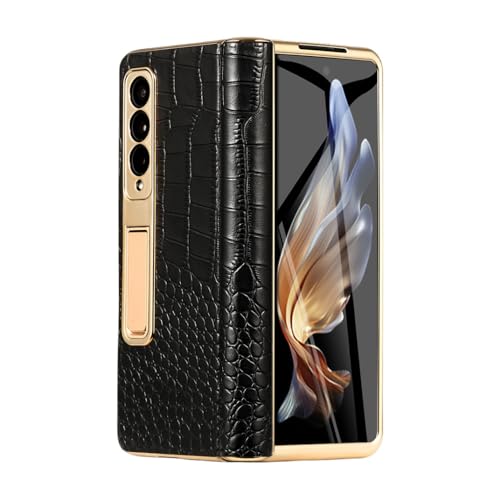 Protection Z Fold 3 en cuir avec miroir et support pour le bureau et les voyages